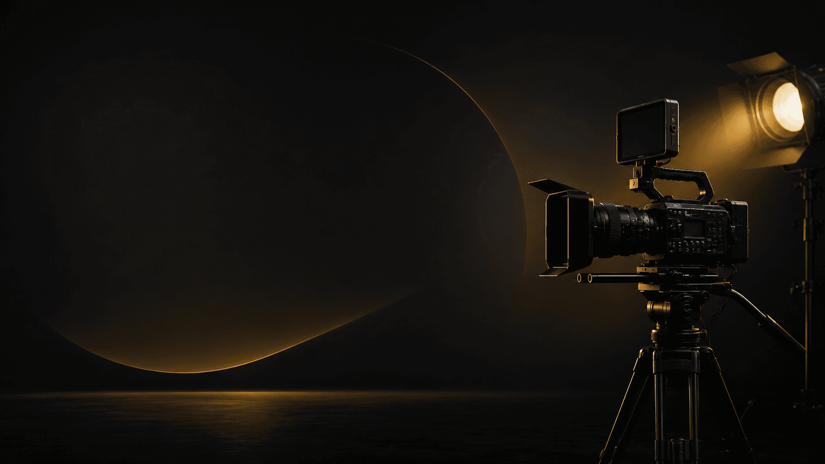 Camera rig and studio light on set at Webcomp Video
